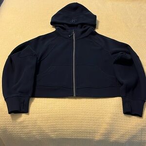 Scuba Oversized Full-Zip Cropped Hoodie Navy/Gold NWOT Size XS/S